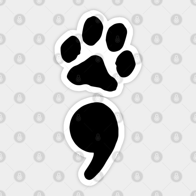 semicolon paw print (black) Sticker by mystudiocreate